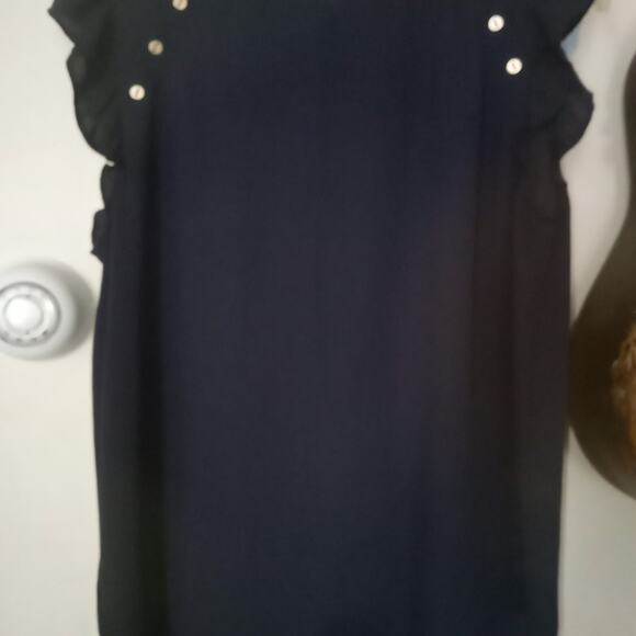 LOFT Top Size Medium Blue Ruffled Blouse Casual Preppy Workwear - Picture 1 of 2